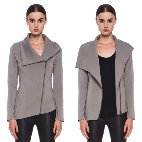 Helmut Lang Villous Gray Asymmetrical Biker Moto Jacket - Picture 1 of 12